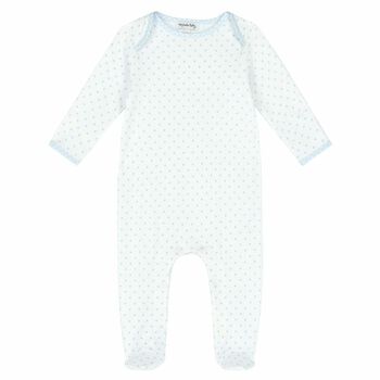 Baby Boys White & Blue Polka Dot Babygrow