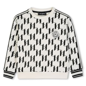 Boys White & Black Logo Sweatshirt