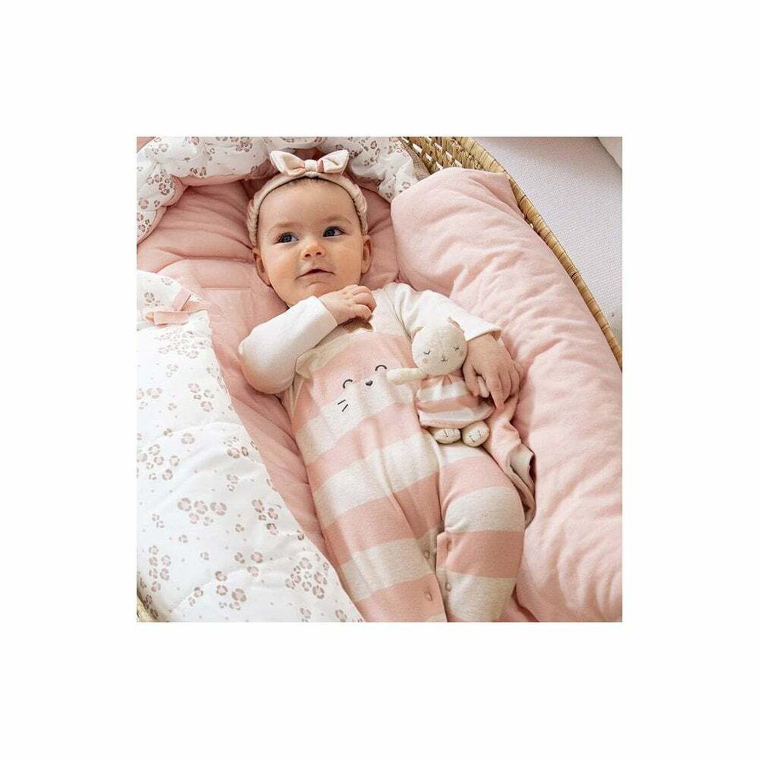 Girls Ivory & Pink Babygrows & Headband (2 Pack), 1, hi-res