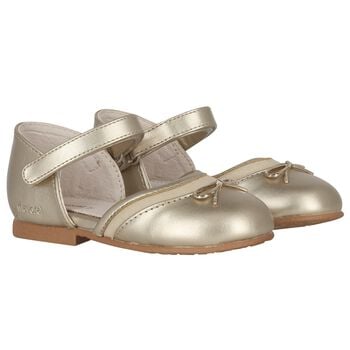 Younger Girls Gold Logo Shoes