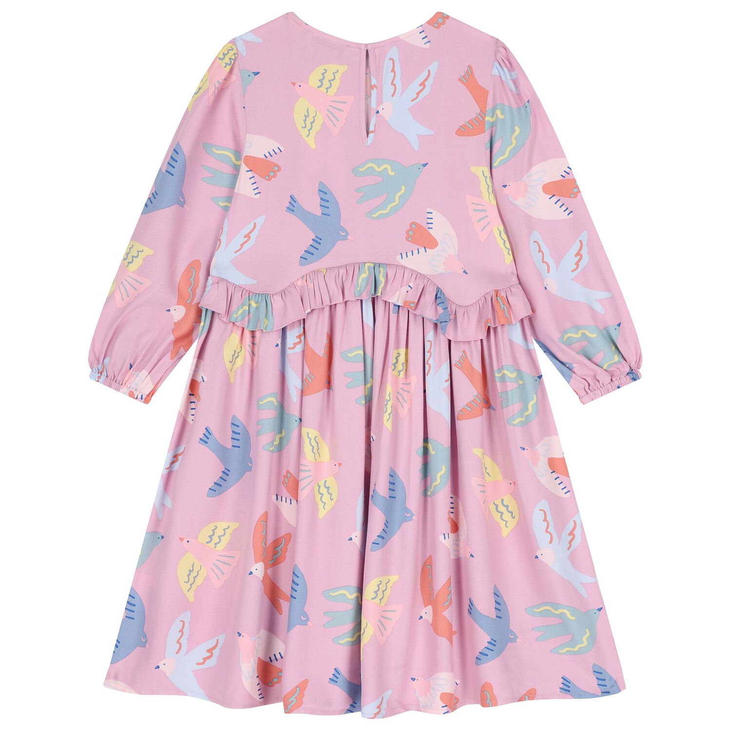 Girls Pink Birds Dress, 1, hi-res