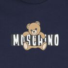 Navy Blue Teddy Bear Logo Babygrow, 3, hi-res