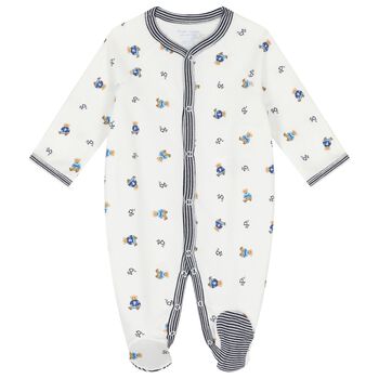 Baby Boys White Polo Bear Babygrow