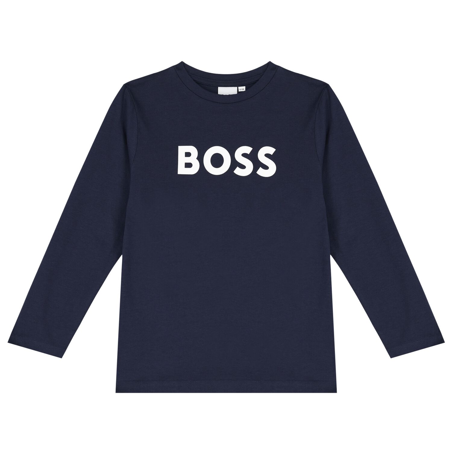 Boys Navy Blue Logo Long Sleeve Top, 3, hi-res