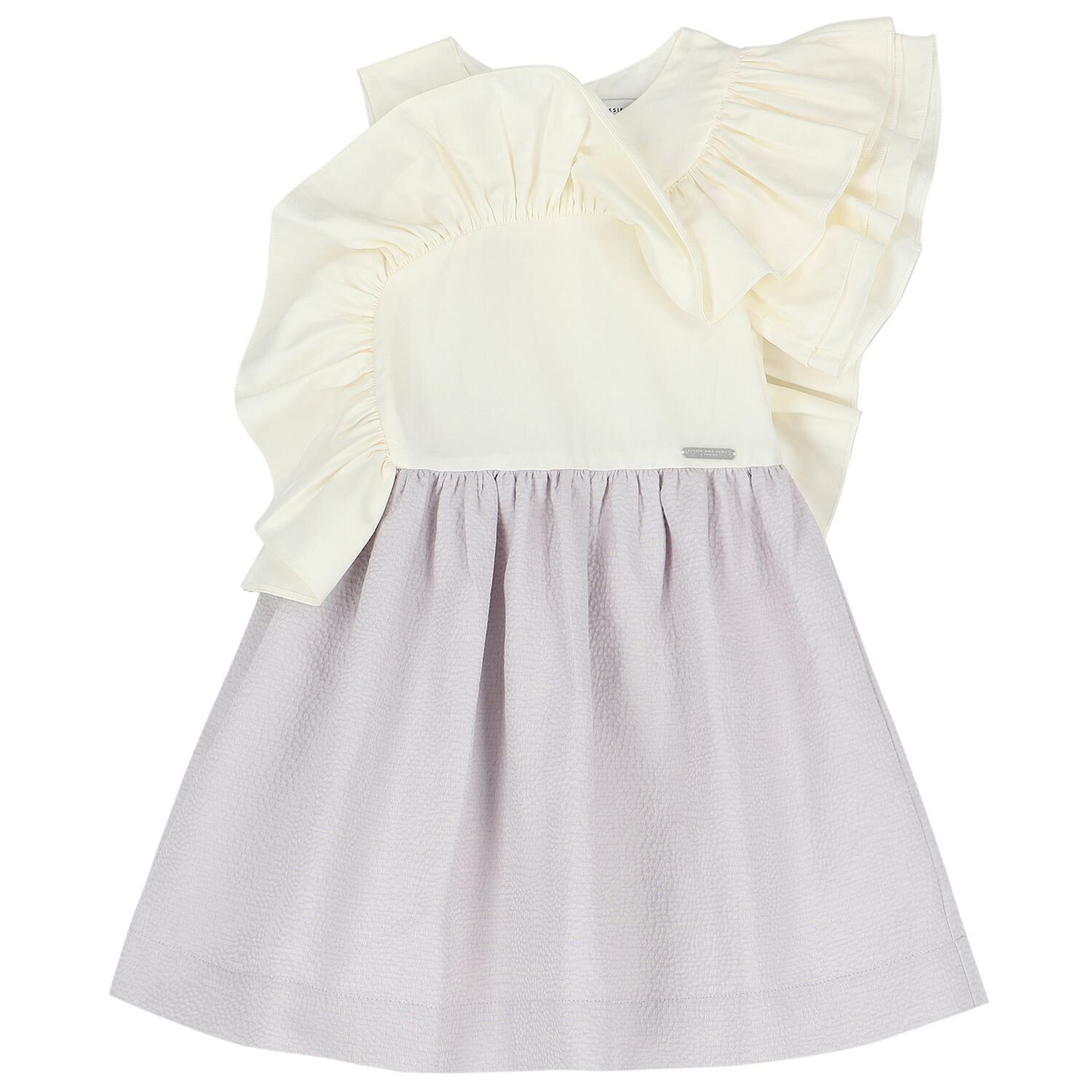 Girls White & Lilac Ruffle Dress, 1, hi-res image number null