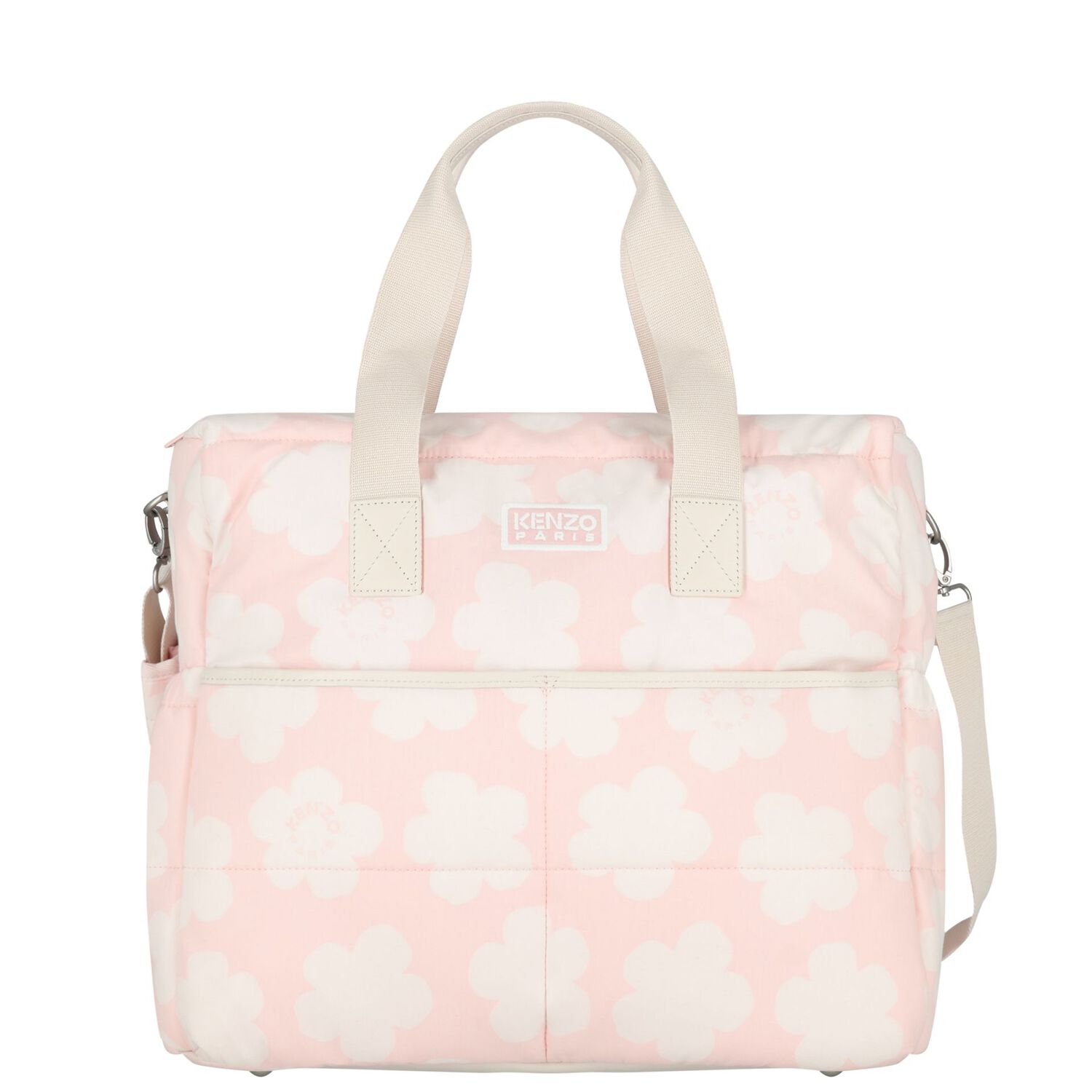 Baby Girls Pink & Ivory Flower Logo Changing Bag, 1, hi-res