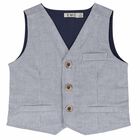 Boys White & Navy Striped Waistcoat, 1, hi-res