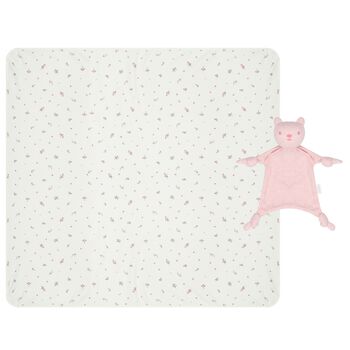 Baby Girls White & Pink Comforter & Blanket Gift Set