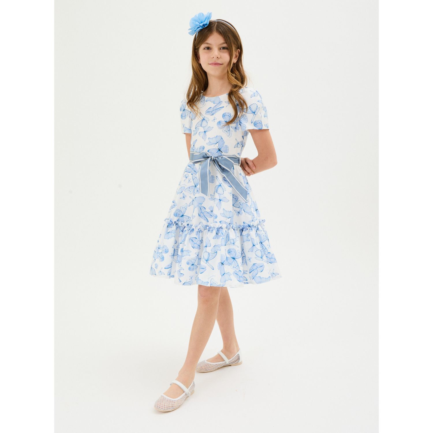 Girls White Diamante Ballerina Shoes, 1, hi-res image number null