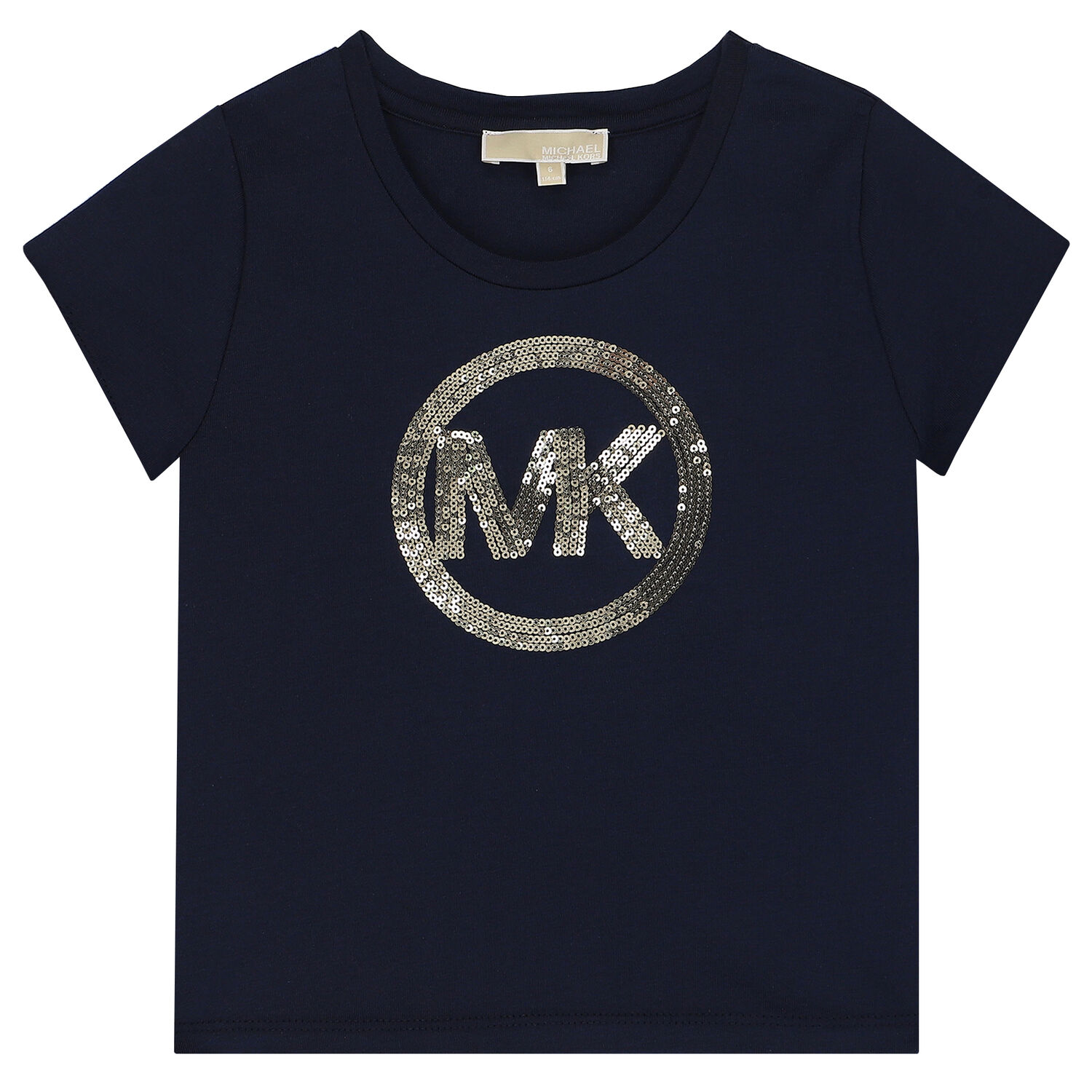 Girls Navy Embellished Logo T-Shirt, 1, hi-res