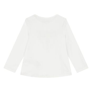 Girls White Logo Long Sleeve Top