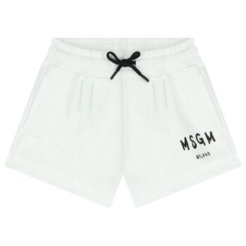 Girls White Logo Shorts