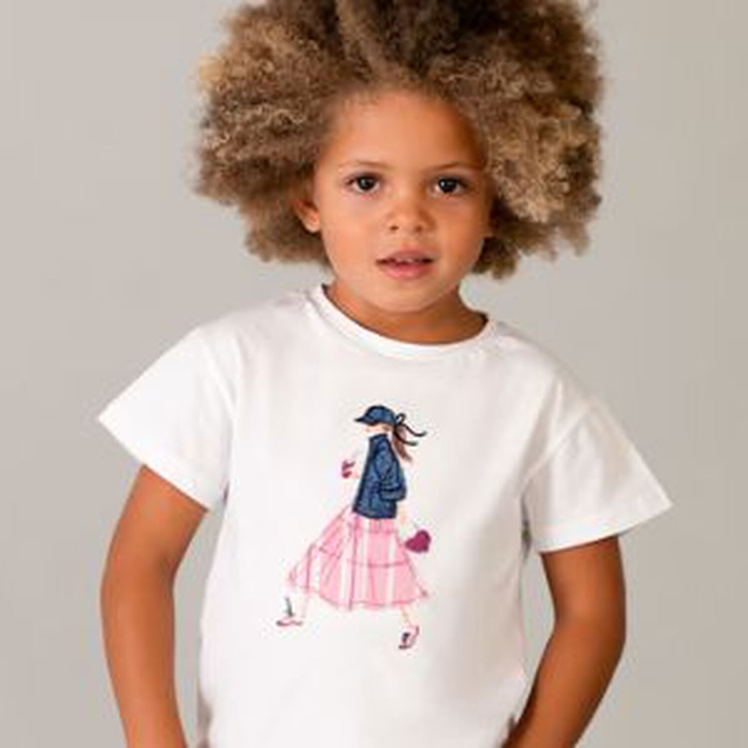 Girls White T-Shirt, 1, hi-res