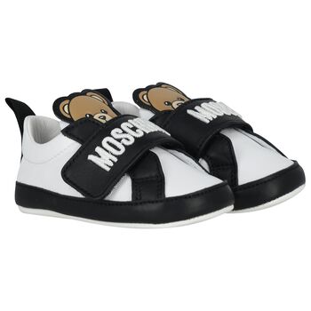 Baby Boys Black & White Teddy Bear Pre Walker Shoes