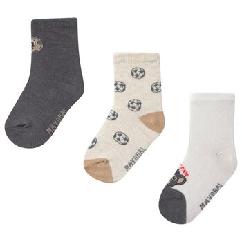 Younger Boys Grey & Beige Socks ( 3-Pack ) 