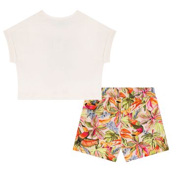 Girls Ivory Bird Shorts set