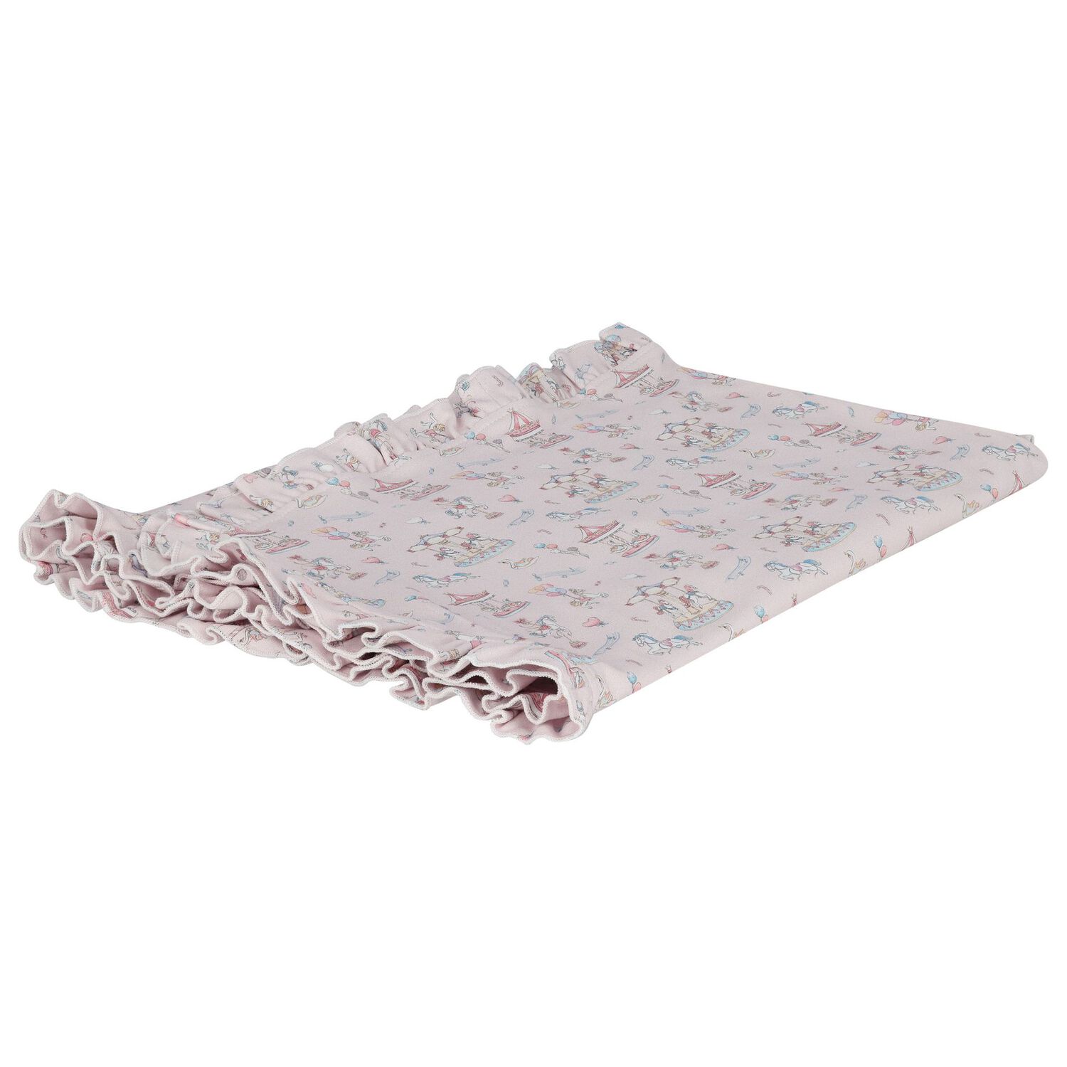 Baby Girls Pink Carousel Ruffled Blanket, 1, hi-res