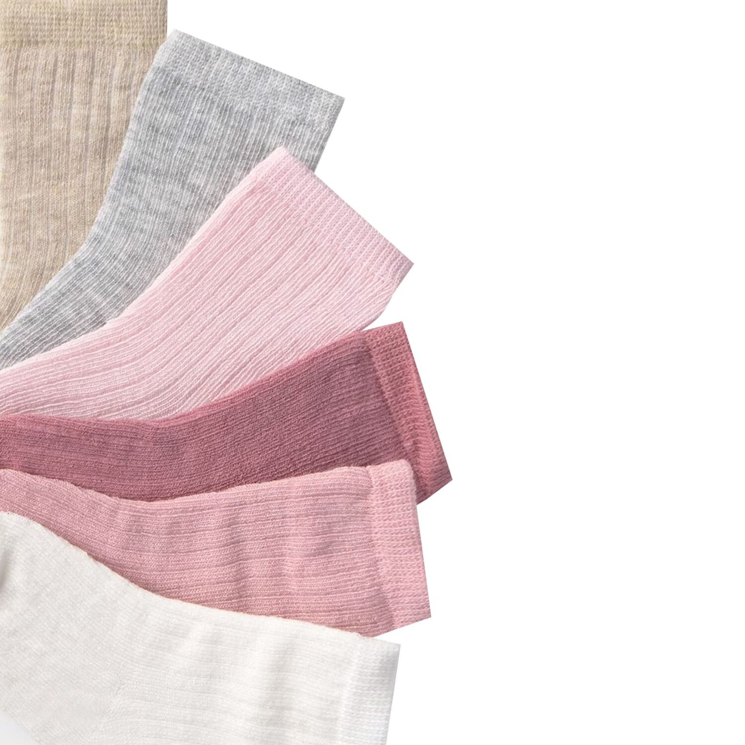 Baby Girls Beige, Ivory & Pink Socks ( 6 Pack ), 4, hi-res