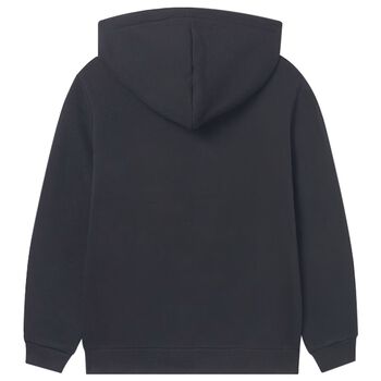 Boys Black Hooded Zip Up Top
