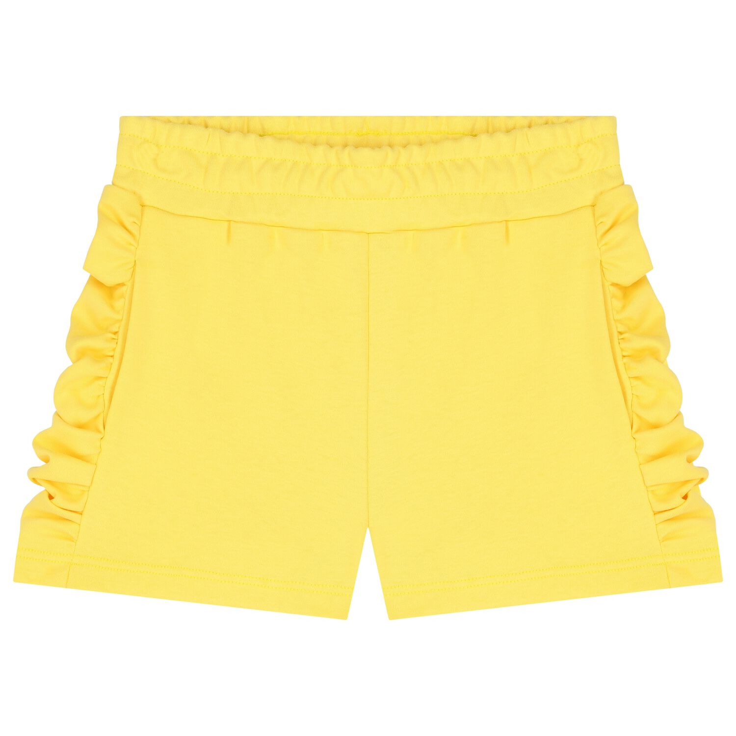 Girls Yellow Logo Ruffled Shorts, 3, hi-res