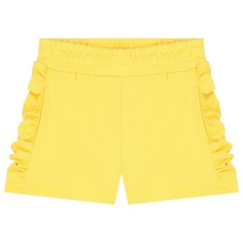 Girls Yellow Logo Ruffled Shorts