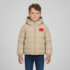 Boys Beige Logo Puffer Jacket , 2, hi-res