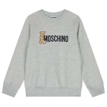 Moschino Grey Teddy Bear Logo Sweatshirt, 7 Grey Teddy Bear Logo Sweatshirt