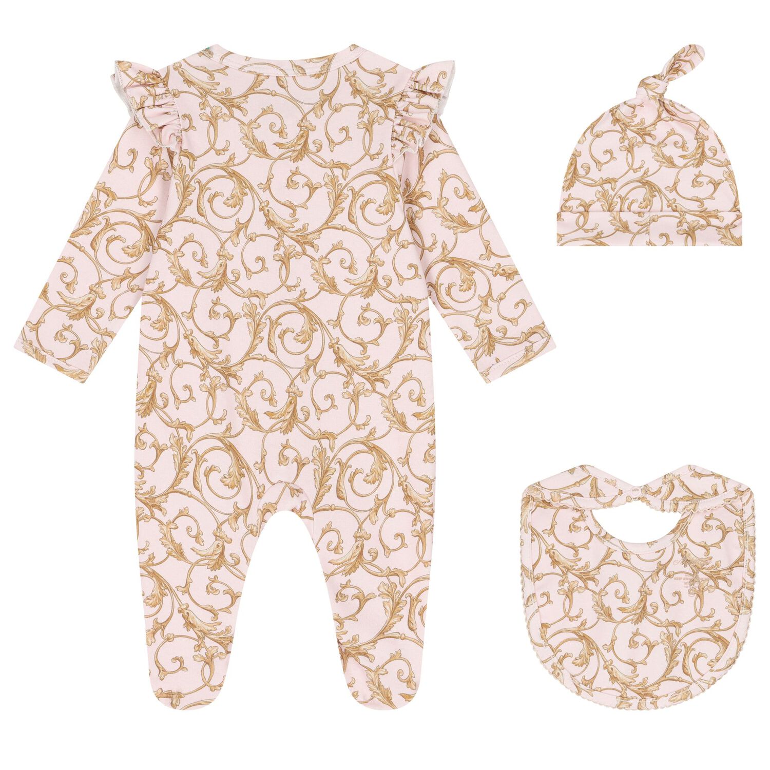 Baby Girls Pink & Gold Babygrow Gift Set (3 Piece), 1, hi-res image number null