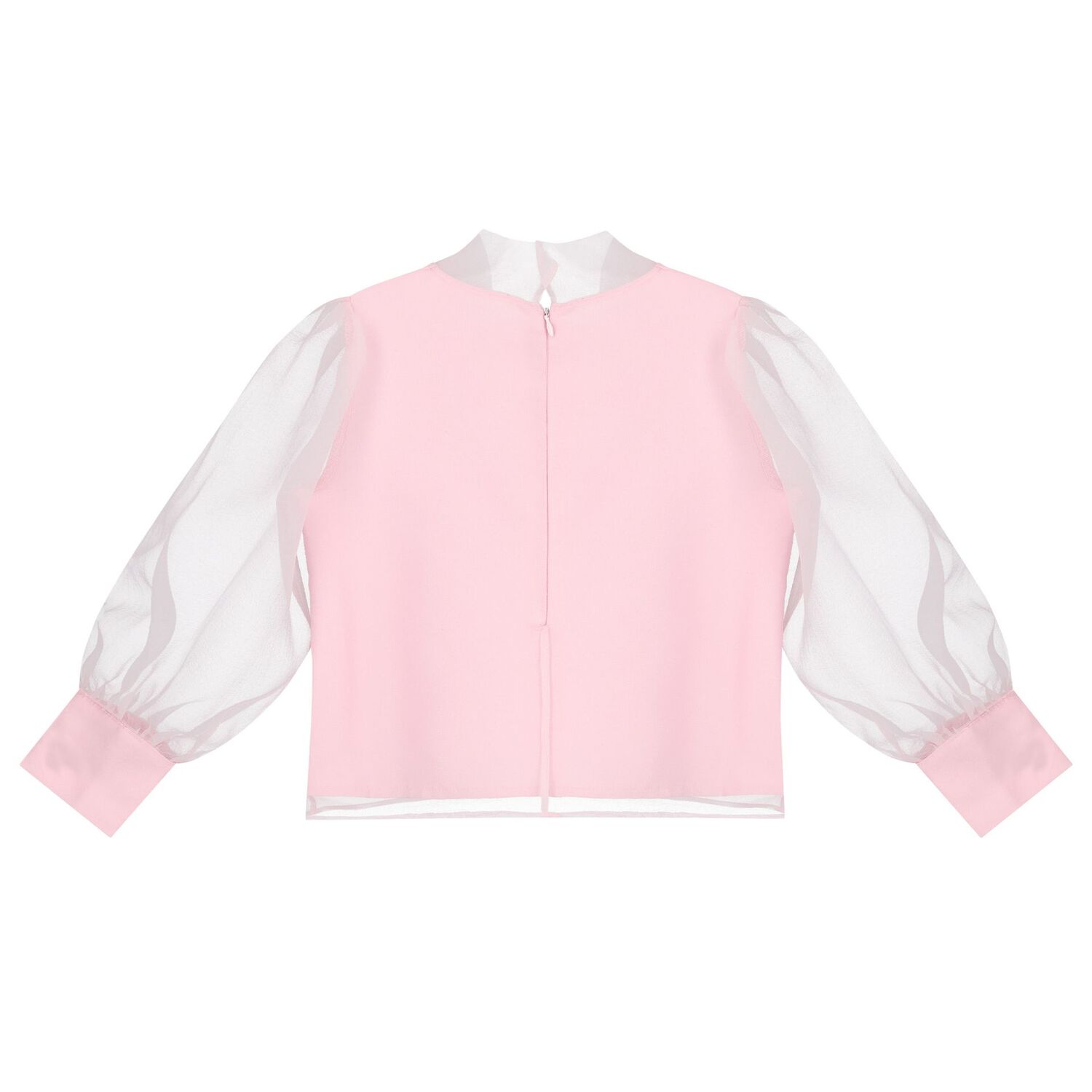 Girls Pink Bow Chiffon Blouse, 1, hi-res