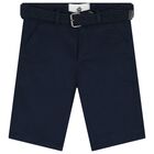 Boys Ivory & Navy Blue Short Set, 1, hi-res