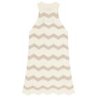 Girls Ivory Zigzag Knitted Dress, 1, hi-res