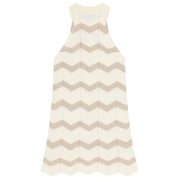 Girls Ivory Zigzag Knitted Dress