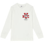 Boys Ivory Logo Long Sleeve Top, 1, hi-res