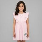 Younger Girls Pink Logo Striped Dress, 1, hi-res