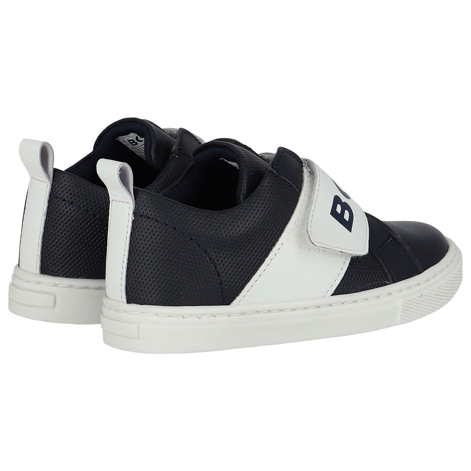 Boys Navy Blue & White Logo Trainers, 2, hi-res image number null
