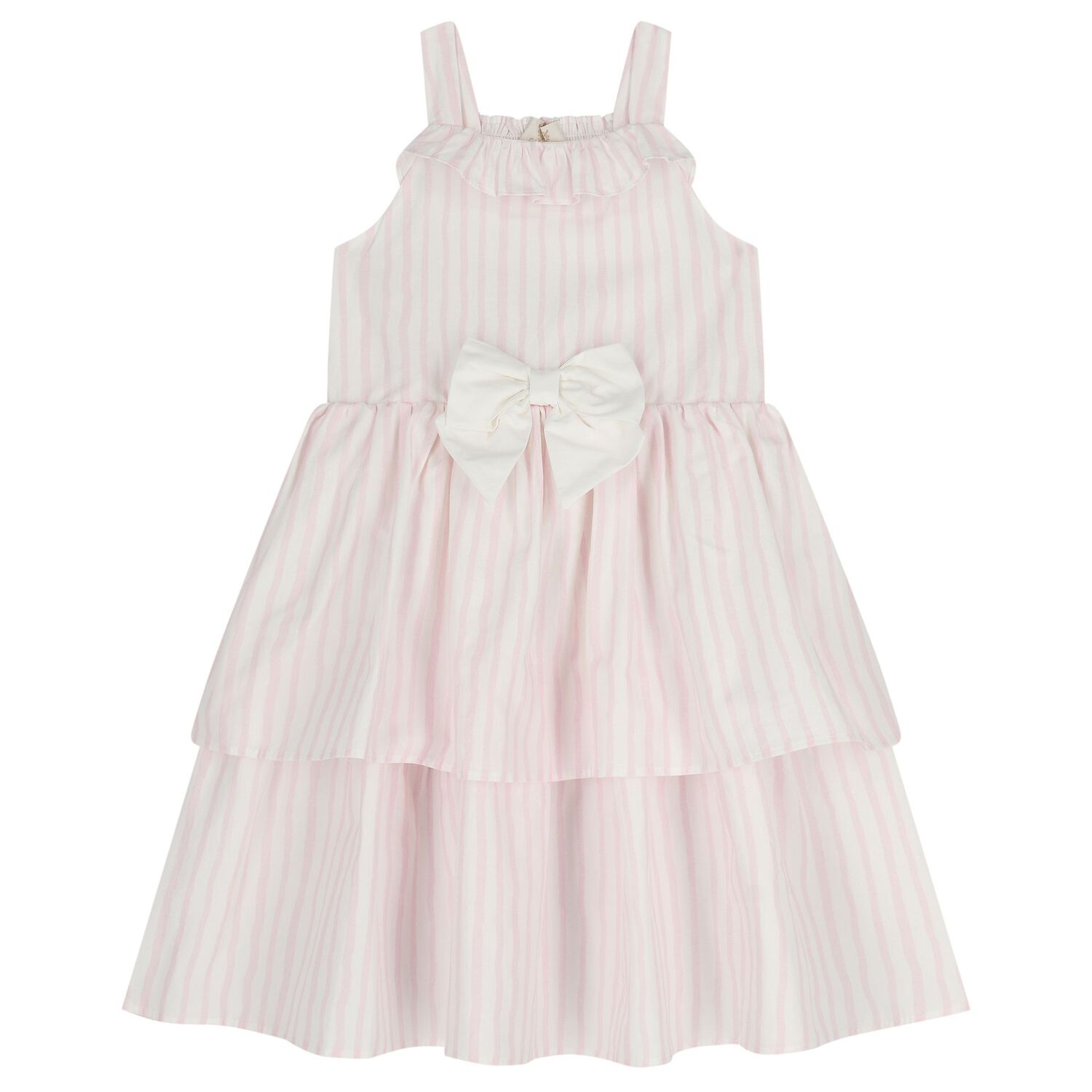 Girls Pink & White Stripe Dress Set, 1, hi-res