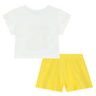 Girls Ivory & Yellow Shorts Set, 2, hi-res