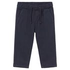 Younger Boys Navy Blue Chino Trousers, 1, hi-res