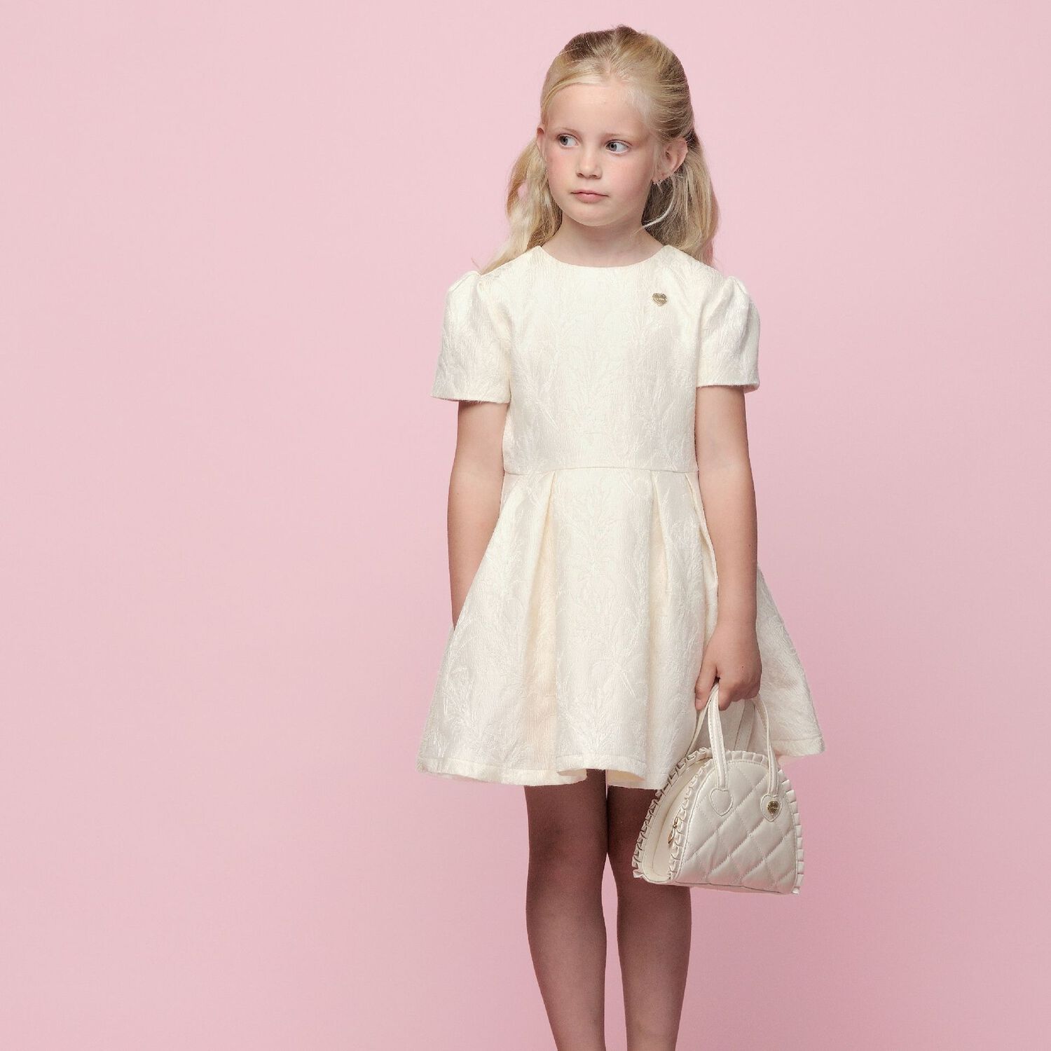 Girls Ivory Logo Quilted Handbag, 1, hi-res