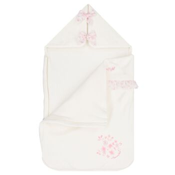 Baby Girls Ivory & Pink Floral Bow Nest