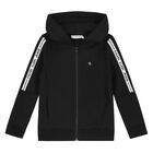 Boys Black Logo Zip Up Top, 1, hi-res