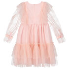 Girls Pink Dot Tulle Dress, 1, hi-res