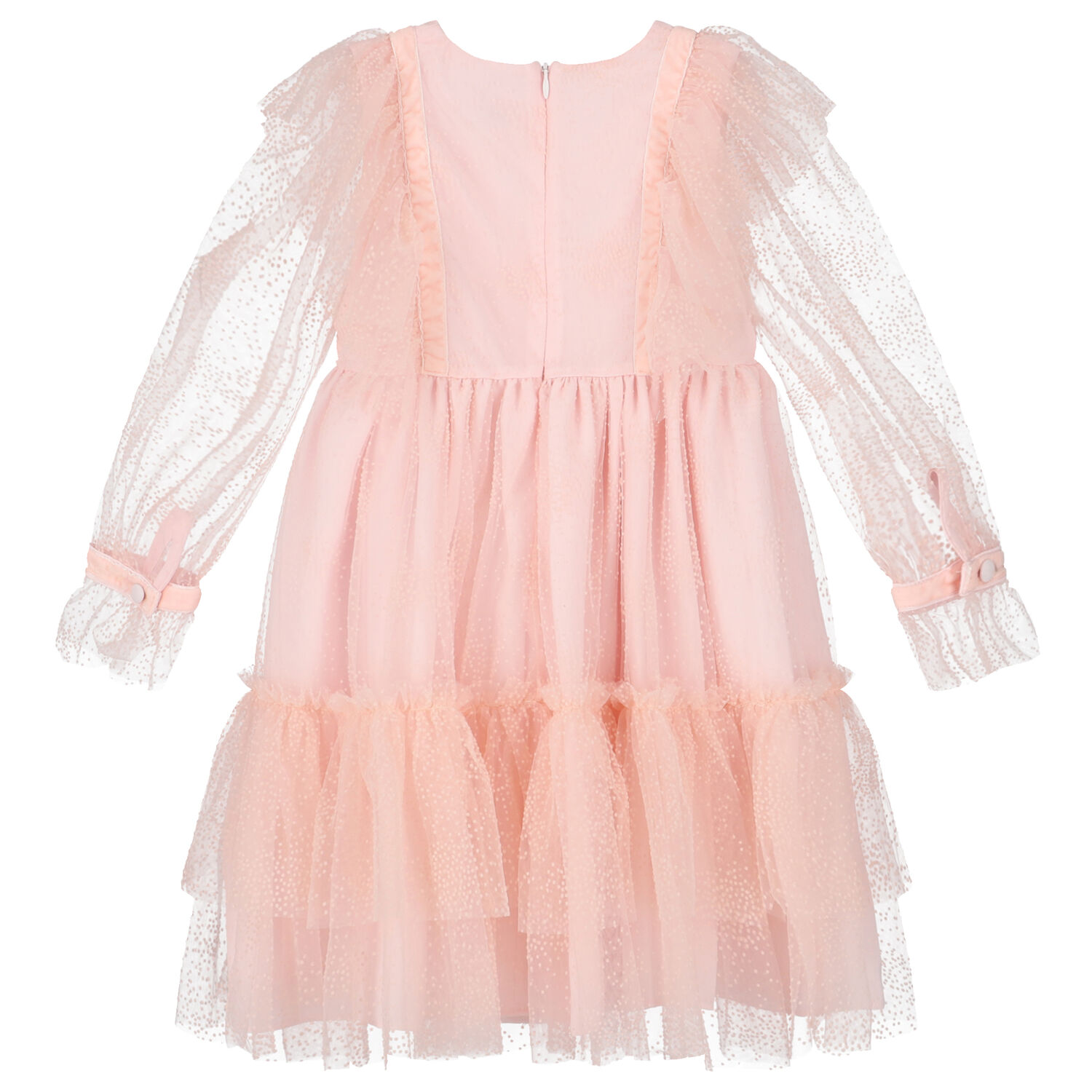 Girls Pink Dot Tulle Dress, 1, hi-res