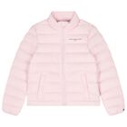 Girls Pink Logo Puffer Jacket, 2, hi-res