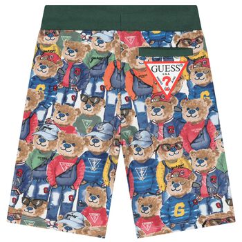 Boys Green Teddy Bear Logo Shorts