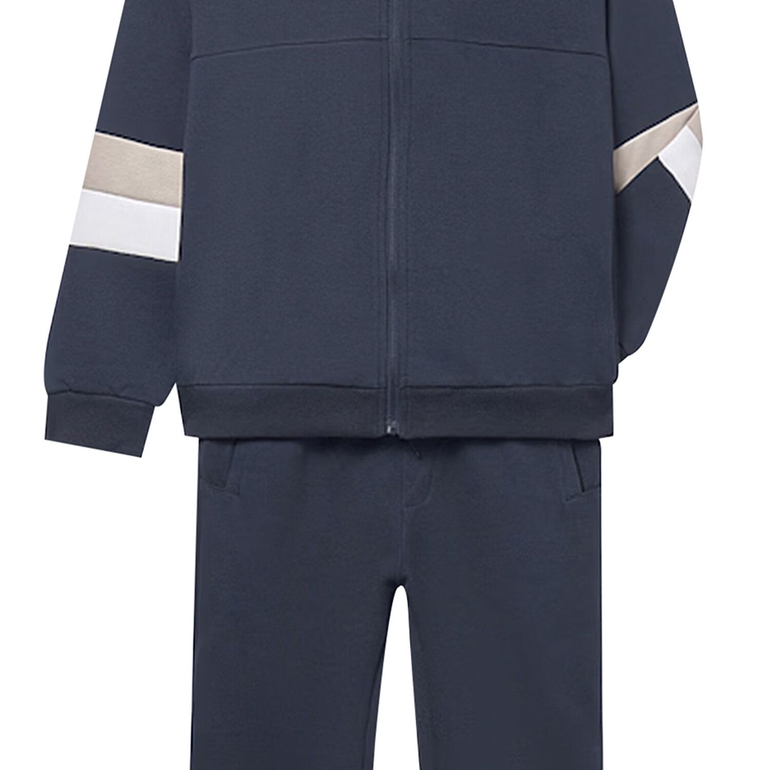 Boys Navy Blue Striped Tracksuit, 1, hi-res