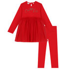Girls Red Logo Leggings Set, 1, hi-res