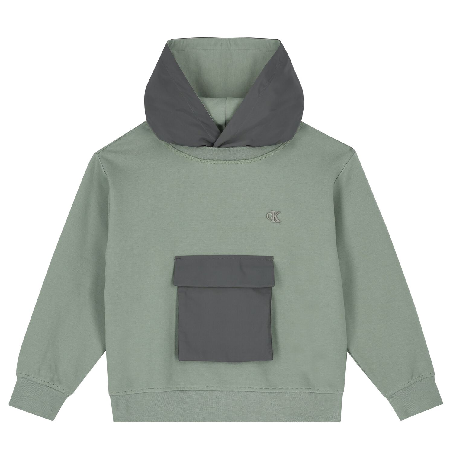 Boys Green Logo Hooded Top, 2, hi-res