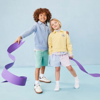 Boys White & Beige Logo Trainers