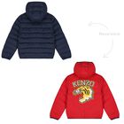 Navy Blue & Red Logo Reversible Puffer Jacket, 1, hi-res